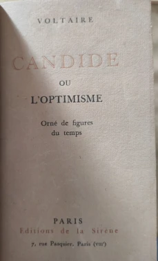Portada libro : Candide ou l'optimisme. Orné de figures du temps.