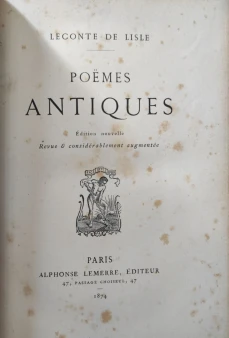 Portada libro : Poëmes Antiques