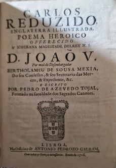 Portada libro : Carlos Reduzido, Inglaterra Illustrada. Poema Heroico offrecido a Soberana Magestade del Rey N. S. D....
