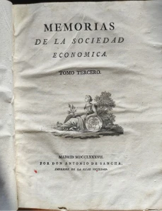 Portada libro : Memorias de la Sociedad Económica. Tomo III
