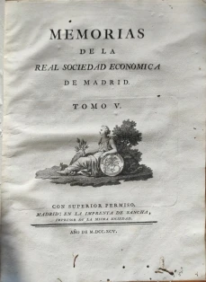 Portada libro : Memorias de la Sociedad Económica. Tomo V