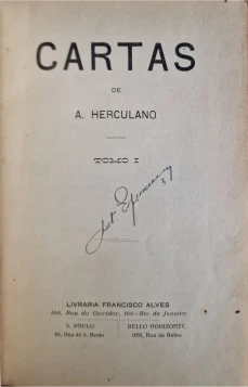 Portada libro : Cartas de A. Herculano. Tomo I