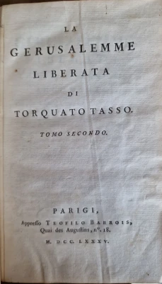 Portada libro : La Gerusalemme liberata. Tomo II