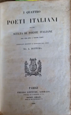 Portada libro : I quattro Poeti Italiani con una scelta di poesie italiane dal 1200 sino a nostre tempi