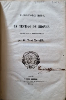 Portada libro : El desafia del diablo, y un testigo de bronce. Dos leyendas tradicionales.