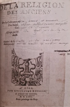 Portada libro : De la religion des anciens.