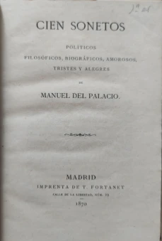 Portada libro : Cien sonetos políticos, filosóficos, biográficos, amorosos, tristes y alegres