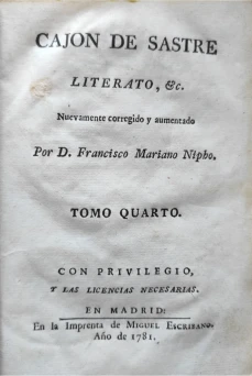 Portada libro : Cajón de sastre, literato, o Percha de Maulero erudito. Tomo IV