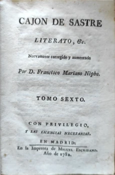 Portada libro : Cajón de sastre, literato, o Percha de Maulero erudito. Tomo VI