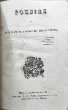 Portada Libro : Poesías de Manuel Bretón de los Herreros