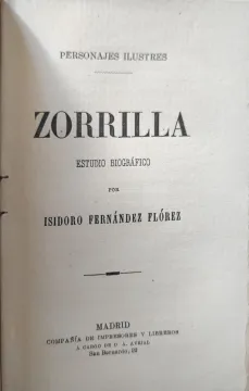 Portada Libro : Zorrilla : estudio biográfico. Por Isidoro Fernández Flórez