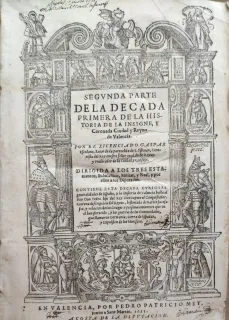 Portada Libro : Década primera de la historia de la ciudad y reino de Valencia. Por Gaspar Escolano. Primera parte, ...