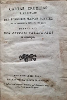 Portada libro : Cartas eruditas y ciíticas