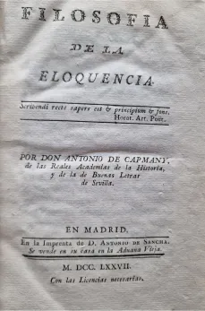 Portada libro : Filosofia de la eloquencia