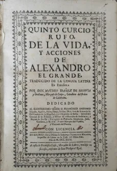 Portada libro : De la vida y acciones de Alexandro el Grande