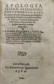 Portada libro : Apologia Fratris Archangeli de Burgonouo agri Placentini Ordinis Minorum pro defensione doctrinae Ca....