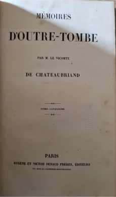 Portada libro : Mémoires Doutre-Tombe. Tome cinque