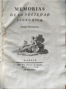 Portada libro : Memorias de la Sociedad Económica. Tomo I