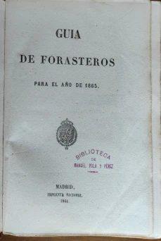 Portada libro : Guia de forasteros para el año de 1865