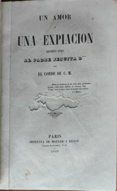 Portada libro : Un amor y una expiacion: confidencias intimas al padre Jesuita D±***÷