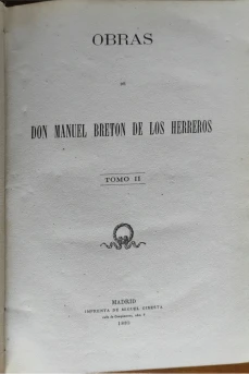 Portada libro : Obras de D. Manuel Breton de los Herreros. Tomo II