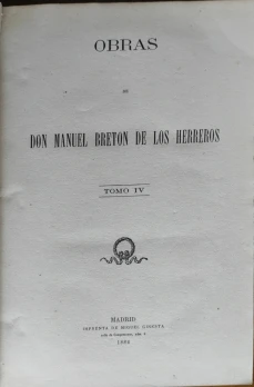 Portada libro : Obras de D. Manuel Breton de los Herreros. Tomo V