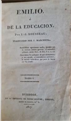 Portada libro : Emilio ó de la educación. Tomo I