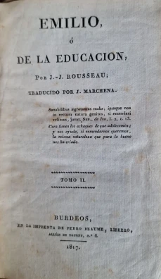 Portada libro : Emilio ó de la educación. Tomo II