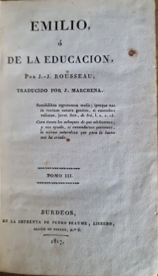 Portada libro : Emilio ó de la educación. Tomo III