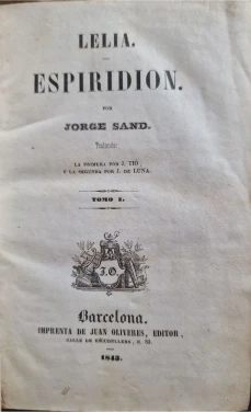Portada libro : Lelia; Espiridión. Tomo I