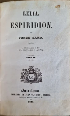 Portada libro : Lelia; Espiridión. Tomo II