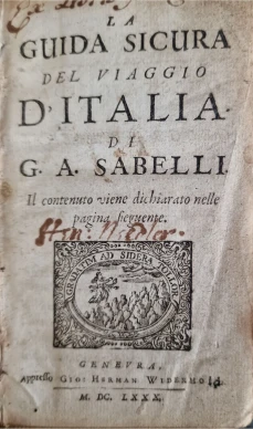 Portada libro : A guida sicura del viaggio d'Italia di G.A. Sabelli