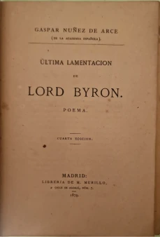 Portada libro : Última lamentación de Lord Byron