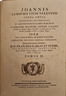 Portada libro : Joannis Ludovici Vivis Valentini opera omnia / distributa et ordinata in argumentorum classes praeci....