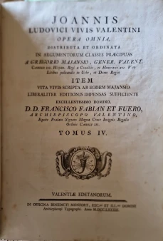 Portada libro : Joannis Ludovici Vivis Valentini opera omnia / distributa et ordinata in argumentorum classes praeci....