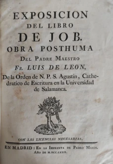Portada libro : Exposición del libro de Job