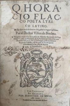 Portada libro : Q. Horacio Flacco, poeta lyrico latino