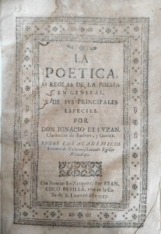 Portada libro : La poética, ó Reglas de la poesia en general y de sus principales especies