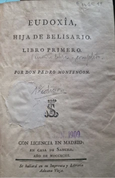 Portada libro : Eudoxia, hija de Belisario libro primero