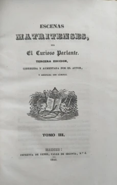 Portada libro : Escenas matritenses.