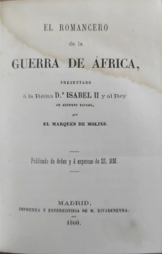 Portada libro : El romancero de la Guerra de África