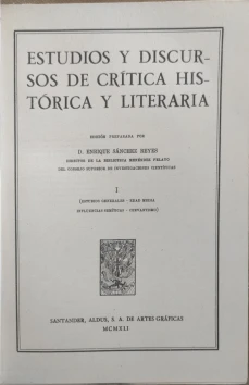 Portada libro : Estudios y discursos de crítica histórica y literaria