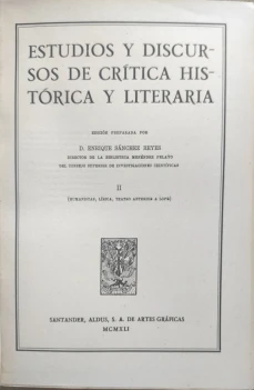 Portada libro : Estudios y discursos de crítica histórica y literaria
