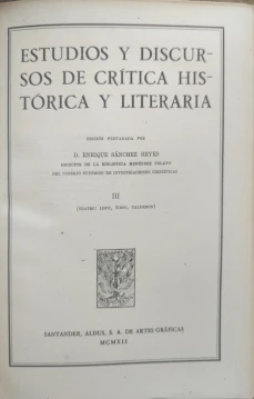 Portada libro : Estudios y discursos de crítica histórica y literaria