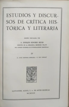 Portada libro : Estudios y discursos de crítica histórica y literaria