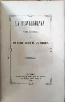 Portada libro : La desvergüenza poema joco-serio