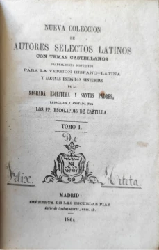 Portada libro : Nueva colección de autores selectos latinos con temas castellanos. Gradualmente dispuestos para la v...