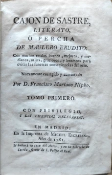 Portada libro : Cajón de sastre, literato, o Percha de Maulero erudito.Tomo I