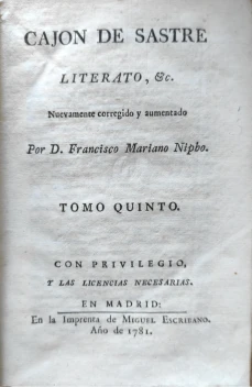 Portada libro : Cajón de sastre, literato, o Percha de Maulero erudito. Tomo V