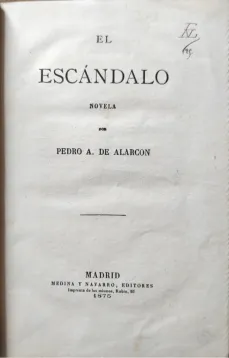Portada Libro : El escándalo novela, por Pedro A. de Alarcón